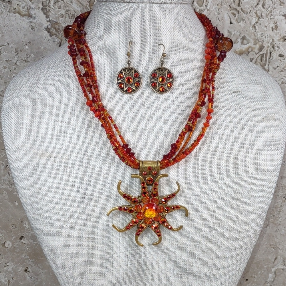 Chico's Sunburst Necklace/Earrings Set